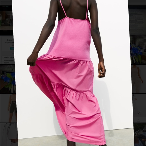 Zara Hot Pink Tiered Maxi Dress - Picture 7 of 8